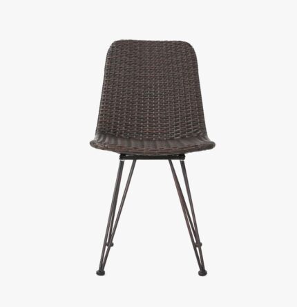 Modern Woven Rattan Dining Chair with Metal Hairpin Legs